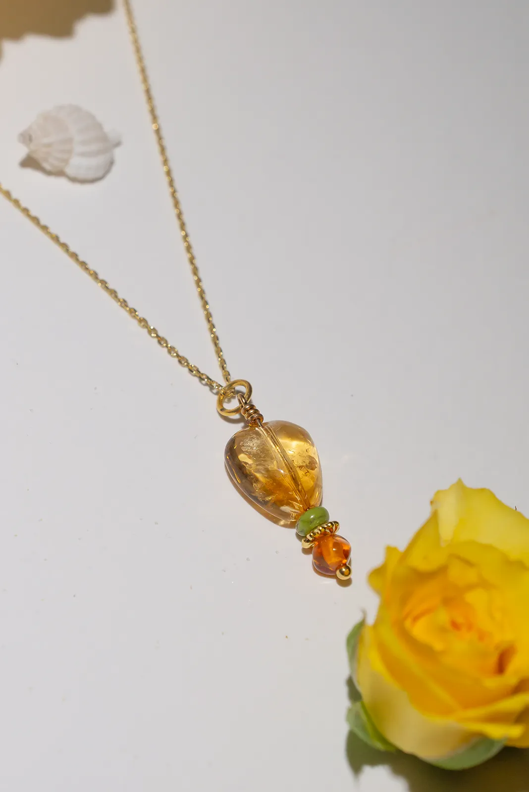 Necklace Precious Pendant Droplet Citrine