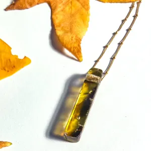 New! Tortoise Mosaic Stiletto Gold Fill Satellite Necklace