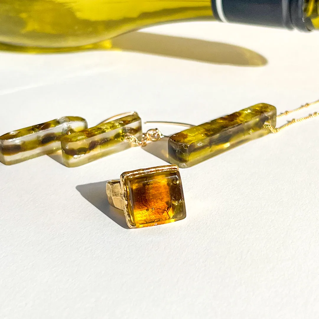 New! Tortoise Mosaic Stiletto Gold Fill Satellite Necklace