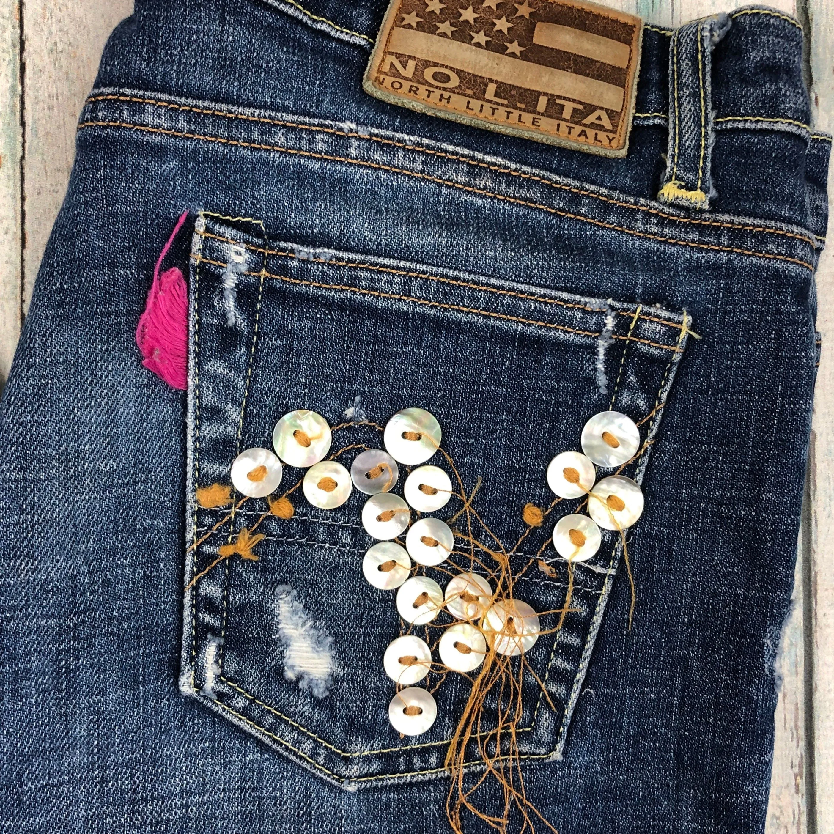 Nolita - Stunning Embellished Button Pocket Jeans  -Size 26