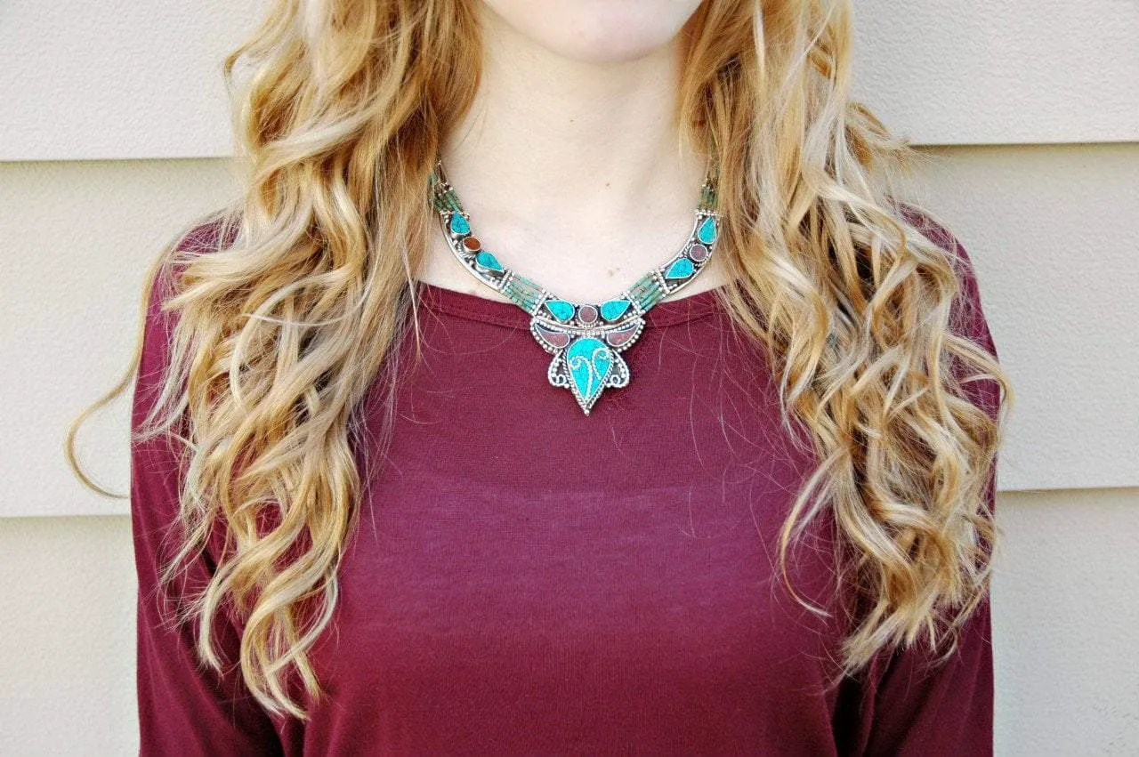 One of a Kind Modern Tibetan Turquoise Necklace