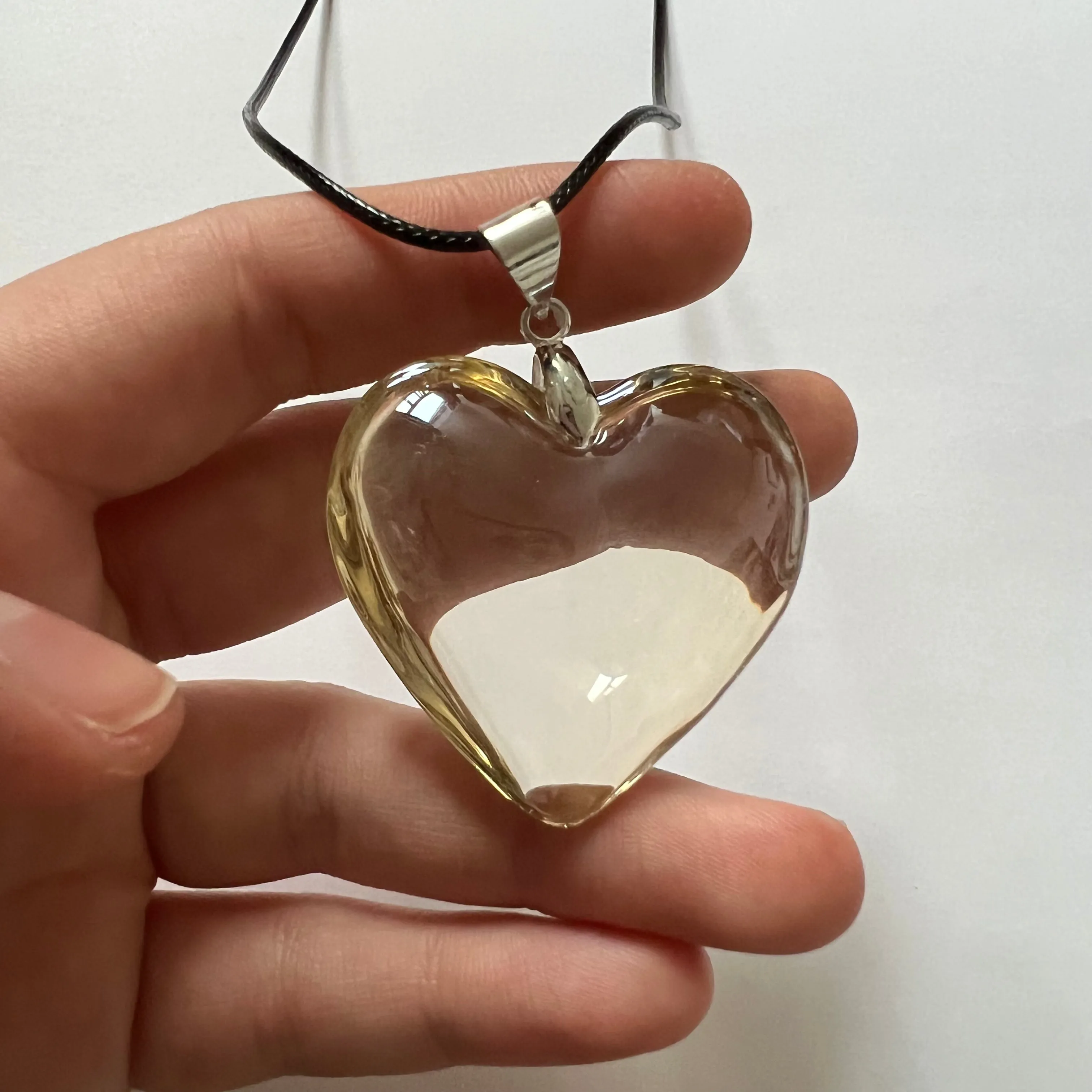Pale Yellow Heart Necklace