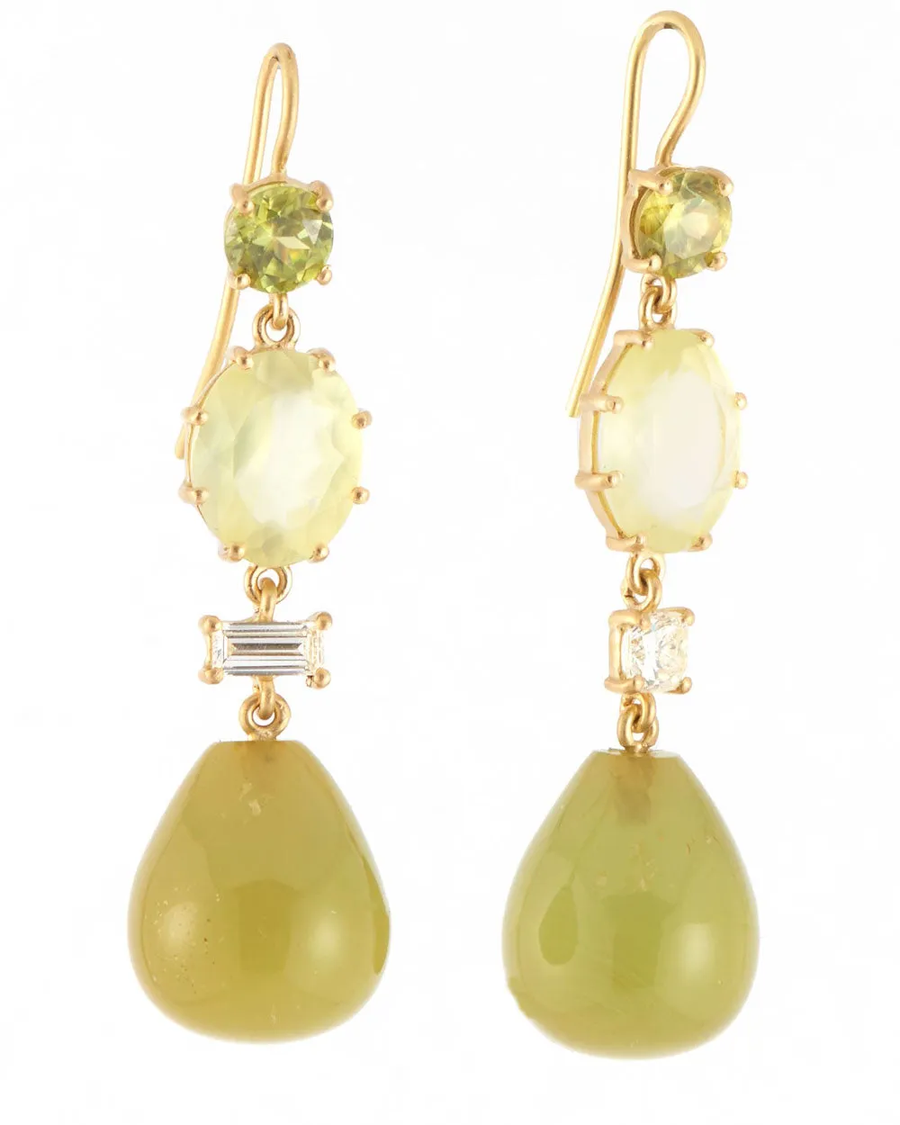 Prenite and Amber Bulb Drop Earrings