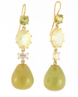 Prenite and Amber Bulb Drop Earrings