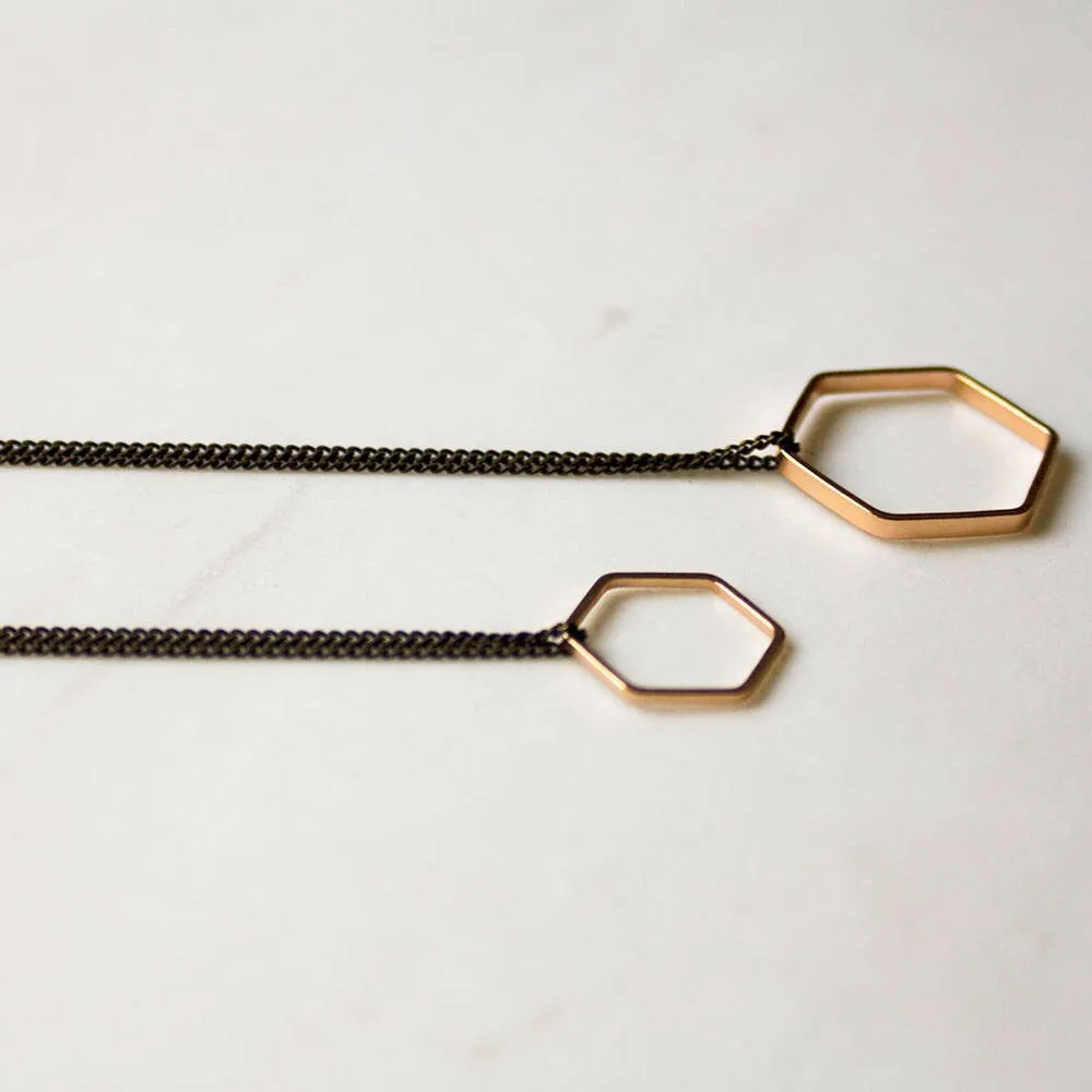 Rose Gold Hexagon Necklace