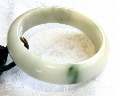 Sale-"Good Green Vein" on Soft Green/White Burmese Jadeite Bangle Bracelet 50.5mm   Certificate (708)