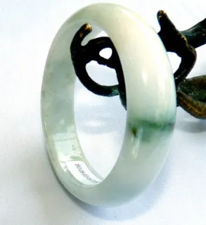 Sale-"Good Green Vein" on Soft Green/White Burmese Jadeite Bangle Bracelet 50.5mm   Certificate (708)