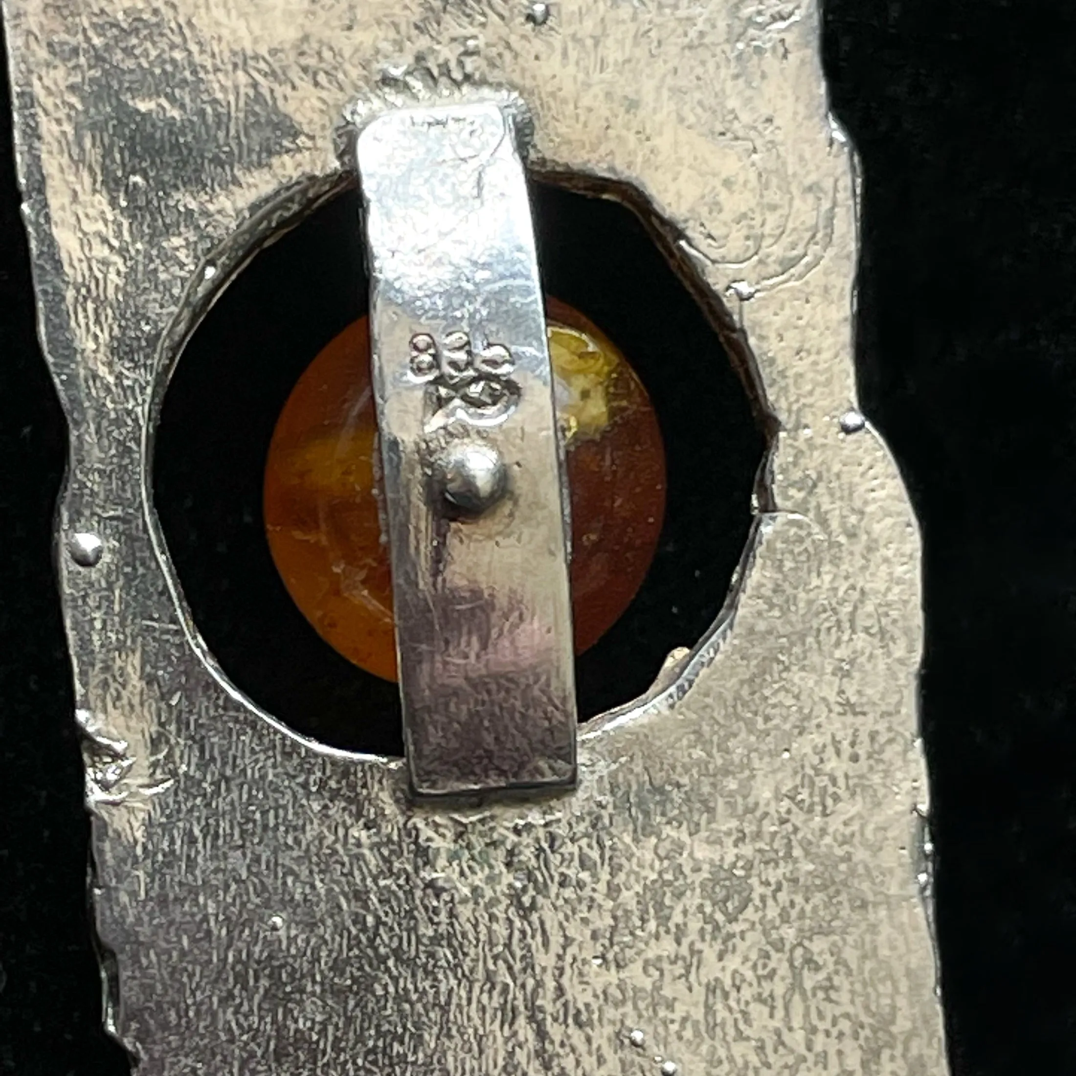 SOLD Vintage 60s 835 Silver Brutalist Pendant Necklace Baltic Amber