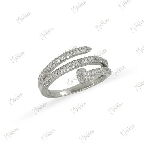Stunning Nail Ring in 14k White Gold