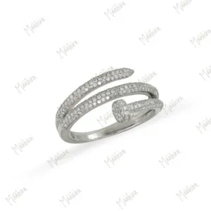 Stunning Nail Ring in 14k White Gold
