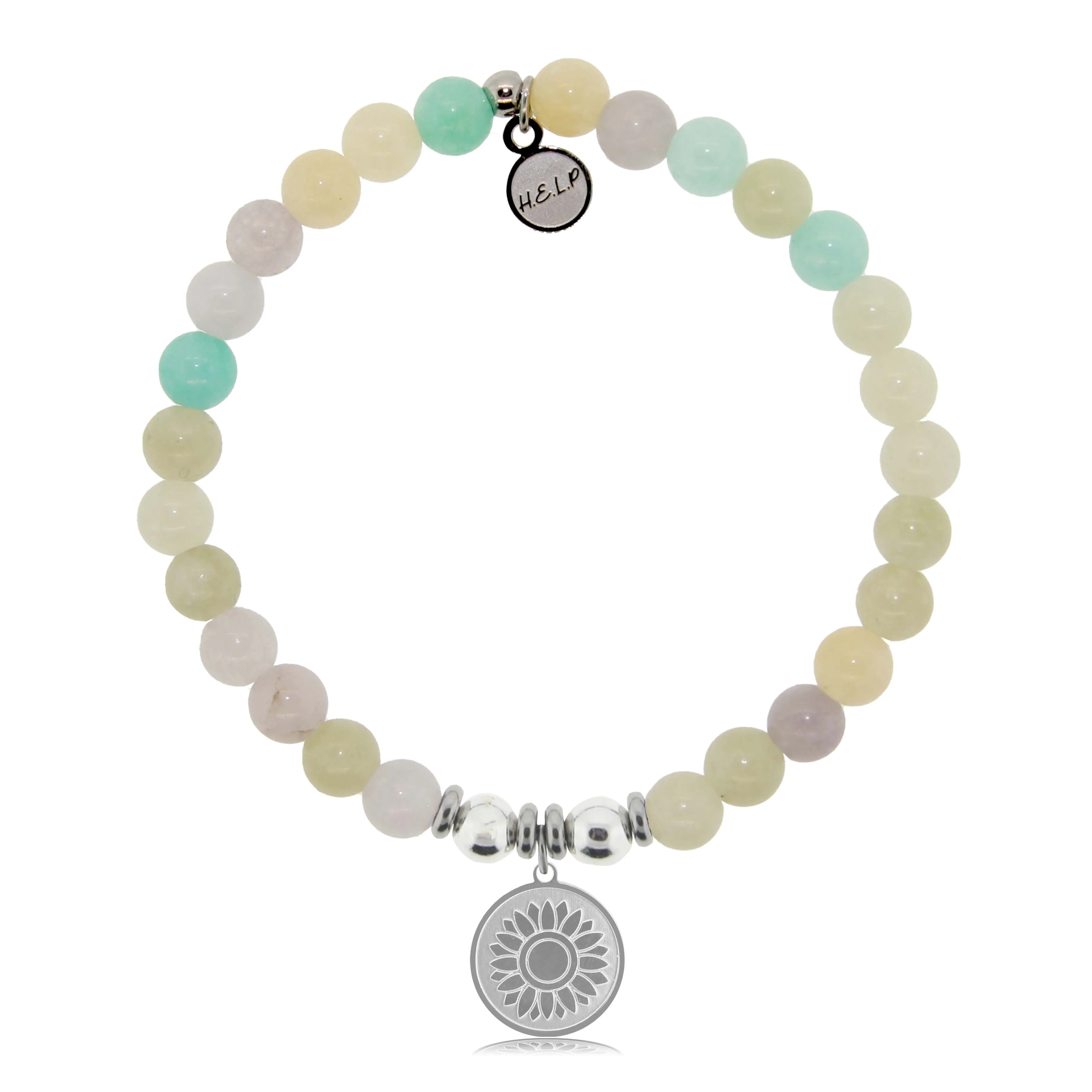 Sunflower Charm with Green Yellow Jade Charity Bracelet