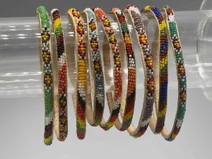 Very Narrow Tiniest Beaded Leather Bracelet - Mali