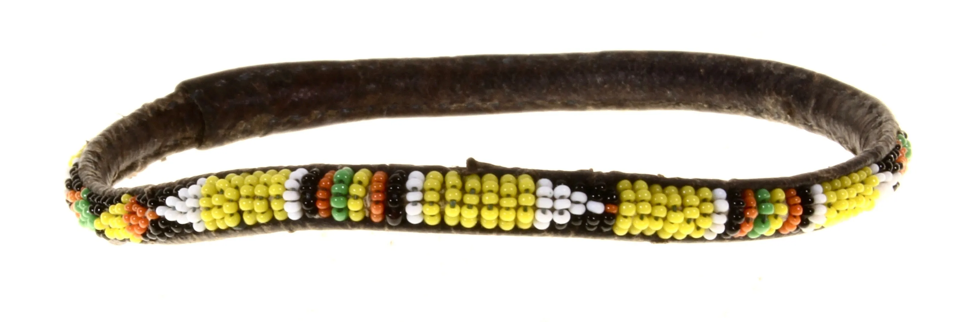 Very Narrow Tiniest Beaded Leather Bracelet - Mali