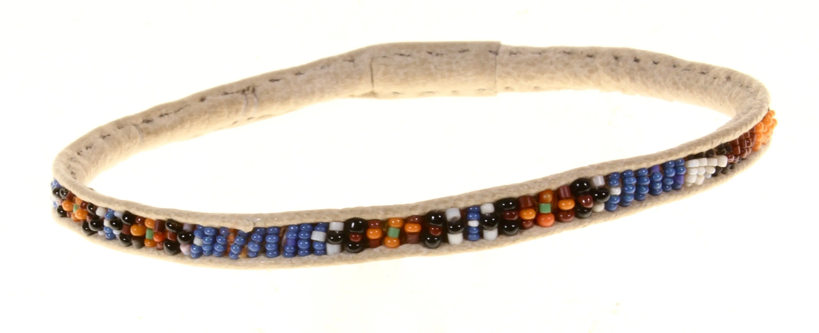 Very Narrow Tiniest Beaded Leather Bracelet - Mali