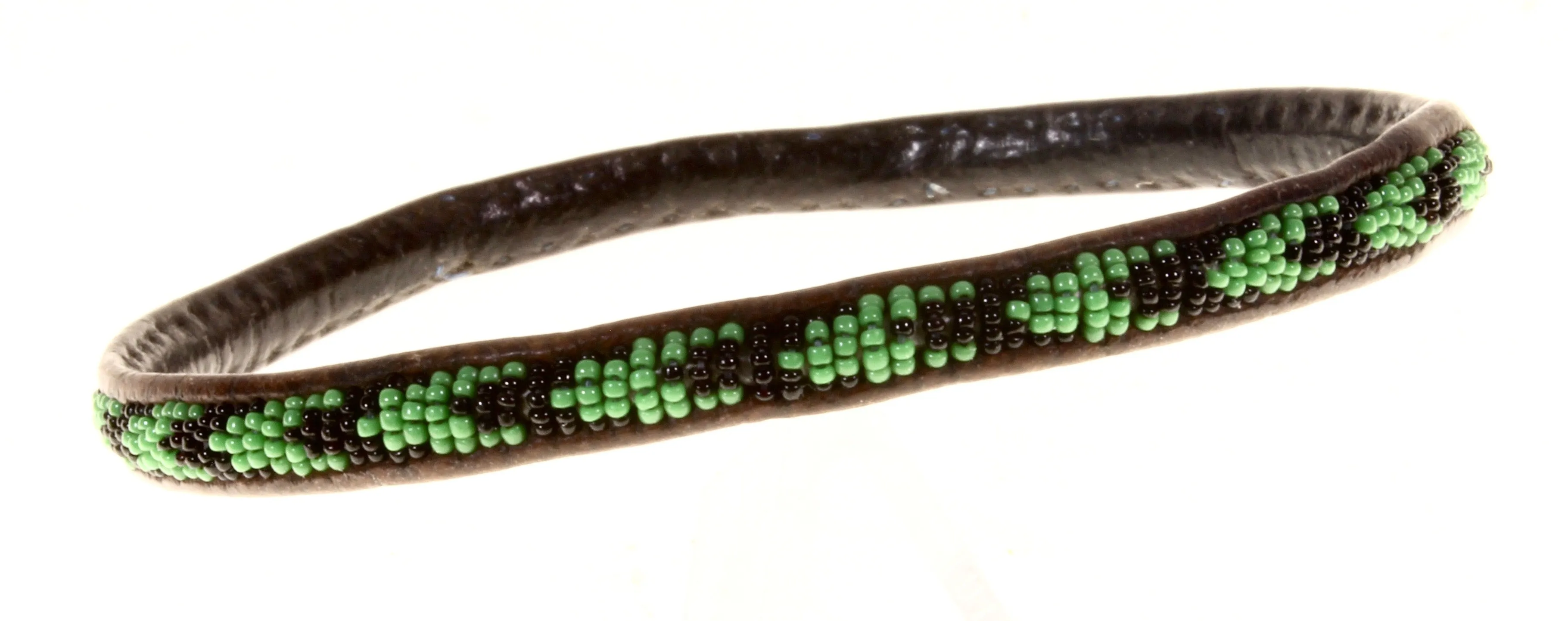 Very Narrow Tiniest Beaded Leather Bracelet - Mali
