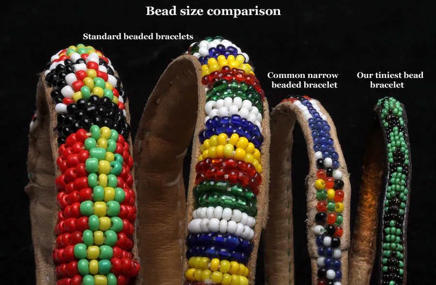 Very Narrow Tiniest Beaded Leather Bracelet - Mali