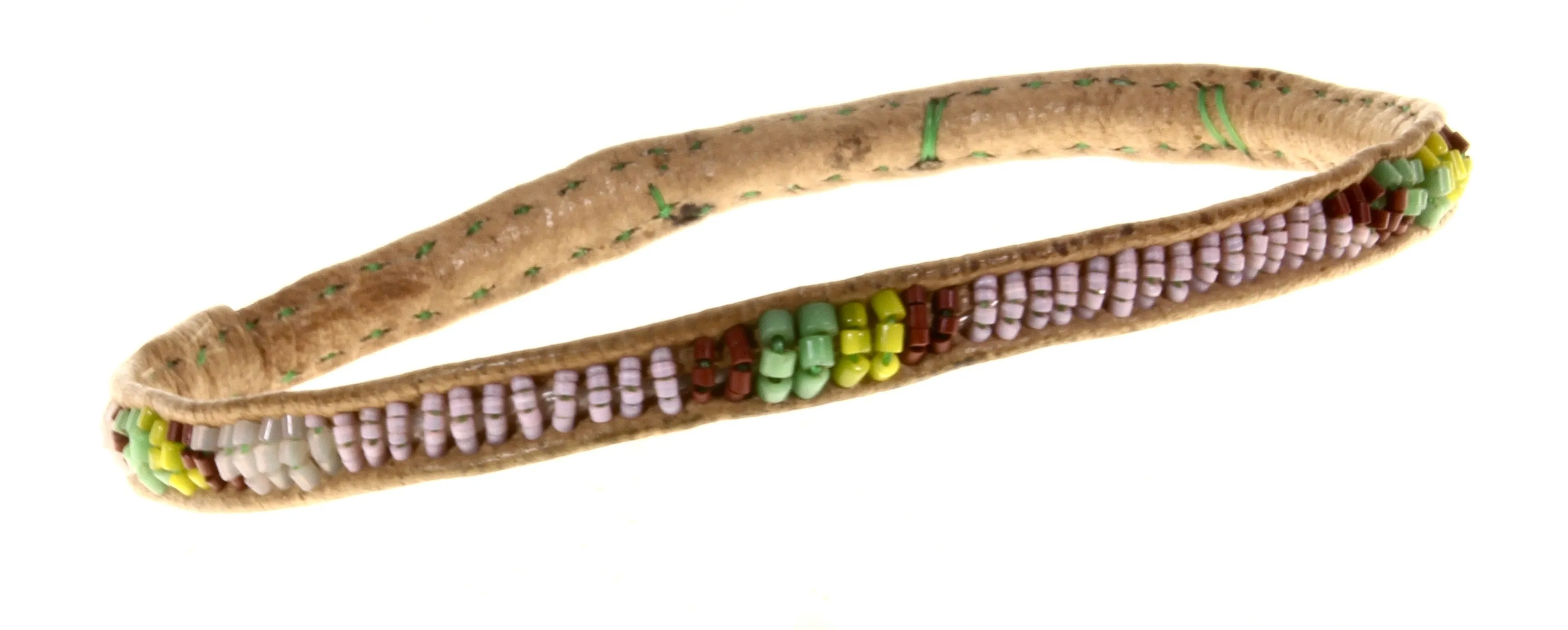 Very Narrow Tiniest Beaded Leather Bracelet - Mali